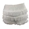 Short féminin Puloru Fairycore White en dentelle à plusieurs niveaux d'été élastique à volants en couches pour les vêtements esthétiques de street