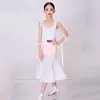 Scary Wear Girls Ballroom Dance Performance Clothes White Tops Jupe rose Bow Princess Robe Waltz Latin Practice BL12897