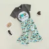 Kledingsets 1-6y Toddler Kids Girls 2pcs Outfits Letter Afdrukken Korte mouw T-shirt Tops Fish Flare Pants