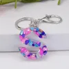 Keychains Colorful Stone Resin Epoxy Keychain 26 Lettre anglaise Pendant Europe et bijourie américain Créatif Créatif Gift