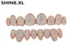 HIP HOP Iced Out Zircon Gold Teeth Grills 8 Top Bottom Tooth Grills Dental Cosplay Vampire Teeth Caps Rapper Party Jewelry Gift2769541
