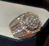 wholeNew Big Round Piffed Marine Micro Paved CZ Ring Hip Hop Lock Style Full Bling Iced Out Cubic Zircon Ring Luxury Jewelry 6041268