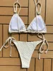 Kvinnors badkläder sexig vit svart bikini kvinnor grimma push up ring länkad slips sida triangel baddräkt 2024 sommar baddräkt klippt ut