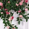 Decoratieve bloemen kunstmatige rozen wijnstok groen plant muur hangende boeket diy simulatie zijden bruiloft feest tuin bloemen boog decor
