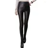 Leggings pour femmes pantalon en faux cuir noir