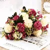 Kwiaty dekoracyjne bukiet ślubny piękny piwonia sztuczna róża róża hortensja jedwabny sztuczny dom domowy dekoracja ślubna