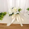 Fleurs décoratives bouquets de mariage en soie tenant un bouquet de rose naturel artificiel Champagne blanche Bridesmaid Bridal Party