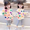 Kleidungssets Kindermädchen Kleidungsstücke Blumendruck Sport Sweatshirts+Hosen Kleinkind Mädchen Kleidung Chid Outfits Schulmädchen Outfits 2-7y