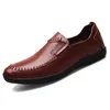Casual Shoes Men Leather 2024 Cowhide Perforated Hollow Driving One Piece For