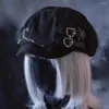 ベレー帽BlackBeret Cap Women GirlLoli Goth Punk Hat