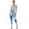 Jeans femminile donna a colore blocco ad alta vita pantalones streetwear sexy ladies skinny jeans pantaloni