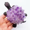 Natural Amethyst Tortoise Pink Crystal Quarz Stein Tierschildkröten Figuren Reiki Heilung Statue Home Decor Fischtank Kind Geschenk 240429