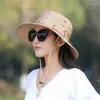 Wide Brim Hats Fishing Hat Sun UV Protection Bucket Summer Men Women Large Hiking Outdoor With Chain Strap