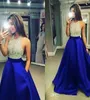 Royal Blue Ball Jurk Prom Dresses 2020 Sexy Jewel Long Evening Jurken Jurken met sprankelend kralenlichaam voor tieners feest1294802