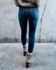 Diseño de jeans para mujeres Button de mujeres azules colombianos elevadoras flacas buhigh cintura pantalones de mezclilla