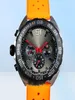 Verkauf a 1 a f one caz1110 miyota quarz Chronograph Herren Watch Stahlhülle graue schwarze Zifferblattstabmarkierungen Orange Gummi -Gurt Stoppwatch Sttg Swisstime Z28B16456194