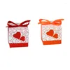 Enveloppe cadeau 10/20 / 50pcs Double Love Heart Candy Boîtes de bonbons de mariage Cadeaux Cadeaux Sacs d'emballage avec anniversaire de ruban
