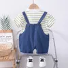 Kläder set sommar babykläder passar barn pojkar casual randig t-shirt shorts 2st/set småbarnsdräkt barn kläder spädbarnsspår