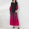Рабочие платья Miyake-Pleacted Fashion Compe для женщин градиент цветовой тарелка цветочный