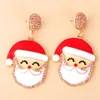 Boucles d'oreilles en peluche créatives de Noël de Noël Snowman Santa Claus Cartoon Face Simple Pendant Drop Drop Winter Jewelry
