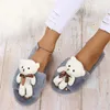 Slippers Women's Set Fashion Casual Warm H Feet Doll Flat Cotton Bear Slipper