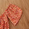 Kleidungssets Sommer Mode Kleinkind Kinder Baby Mädchen Kleidung von Schulter orange Blumendruck Tops T-Shirt Jeanshose Kinder Outfits