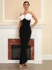 Lässige Kleider Ailigou 2024 Frauen 3D Blumendekoration Sexy ärmellose enge lange Verbandkleid Eleganter Promi -Party Abend