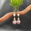 Boucles d'oreilles en pente de style chinois rétro doux tempérament pourpre colored glaçage fleur oreille de conception de conception pour femmes cadeaux de bijoux de perles