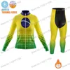 Racing Define Winter Womens Fomens Cycling Roupes Manga longa Brasil Bandeira Jersey Kit Road Bike Suit MTB Ropa Maillot