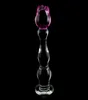 Domi 213cm Série de glace et de feu Rose Design de fleurs de rose Verre Femmes Dildo Butt Butt Anal plug Sex Toys Y181101066040507