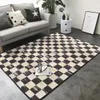 Black Check Carpet Polyester Floor Mats Cute Style Bathroom Carpets Customizable 240419