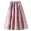 Saias Neophil 2024 Organza Mulheres bolsões de verão Mesh elástica de cintura Tulle Midi Skirt A-line Patchwork Draped Falda Mujer S220501