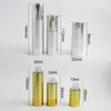 Opslagflessen 15 ml 30 ml 50 ml gouden aluminium airless lotionpompfles 1oz zilveren containerverpakking