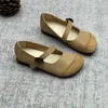 Zapatos informales Gktinoo Color de vaca Mezcla Retro Madre Mujer Flats 2024 Summer Soft Sole Cuero real