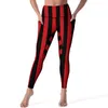 Frauen Leggings vertikal gestreifte sexy rote und schwarze Streifen Fitness Yoga Hosen Push Up Stretch Sports Strumpfhosen süße grafische Leggins