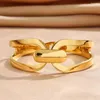 Bracciale oro in oro da 18K per donne uomini maschile geometriche a doppio strato bracciale in acciaio inossidabile fascino trendy gioielli artigianali lucidati