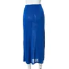 Sexy lage taille kokerrok y2k bodycon midi blauw lange vrouwen mode fundamentele massieve groene lente herfst streetwear 240429