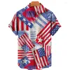 Herren lässige Shirts USA Flagge 3D -Druck für Männer Kleidung Lustige amerikanische Fahsion Architektur Streetwear Blusen Y2K Boy Lapel Bluse Tops