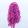 Produits de cheveux Perruques en dentelle à fibre à haute température pour les femmes rose cheveux dentelle synthétique perruque avant longs perruques ondulées