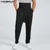 Inderun Men Casual Pants Joggers High talia Lose spodnie z paskiem z solidnym kolorem moda Pantalon S-5xl 240429