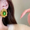 Bengelen kroonluchter middeleeuwse ovale blad oorbellen voor vrouwen Franse persoonlijkheid zilveren naalden naalden oorbellen vintage mode geometrische oorbellen