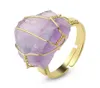 Amethyste Natural Gold Plated Wound Ring Women039S Version coréenne Bijoux Simple Personnalisés Personnalisés ouverts Open NE12103165176