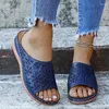 Slippers 2024 Summer Women's Wedge Heel Sandals Senior Height Vintage Non-slip Leather Casual Platform Shoes