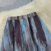 Kjolar koreanska blå brun slips färgsemester veckade långa kvinnor sommar vintage hög midja festival streetwear mid-längd boho kjol