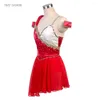 Stage Wear Customized Ballerina Dance Costume Women Red Professional Ballet Dress voor volwassen meisjes Performance Dancewear Chiffon Rooks