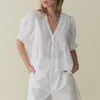 Женские блузки Лето 20244women короткие затяжные рукава белая блуз