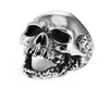 Entier 2018 Mens Walking Evil Skull Skull Anneau en acier inoxydable hommes garçons argent Cool Man Motor Biker Ring12028302387932