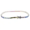 Bracelets de liaison massesese S925 Couleur en argent sterling couleur zircon rond de diamant de diamant en diamant la chaîne de hip hop hip hop tendance