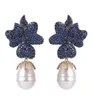Xiumeiyizu Luxury Big Fresh Pearl Drop Earrings Paled Shinning Zirconia Handmade örhängen Guldplätering Bröllopsmycken 2106243008173