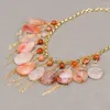 Pendant Necklaces G-G Natural Red Agate Orange Rutilated Quartz Gold Plated Chain Necklace Handmade Lady Jewelry Gifts